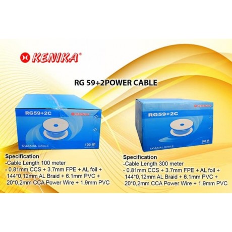  RG-59+2POWER KENIKA COAXIAL CABLE 0.81mm (100M) 