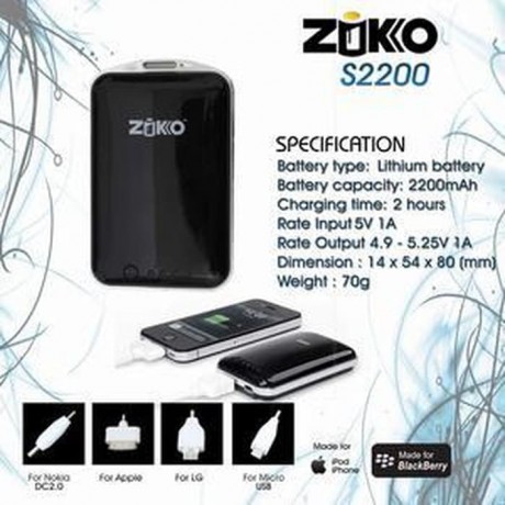  Powerbank ZIKKO S2200 , 2200 mAh 8.1Wh 