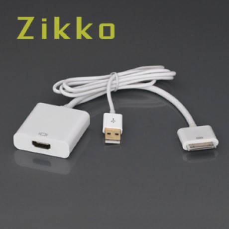 Zikko Gadget Accessories IPhone 4 Dock Conn HDMI Adapter + USB ZK-B202