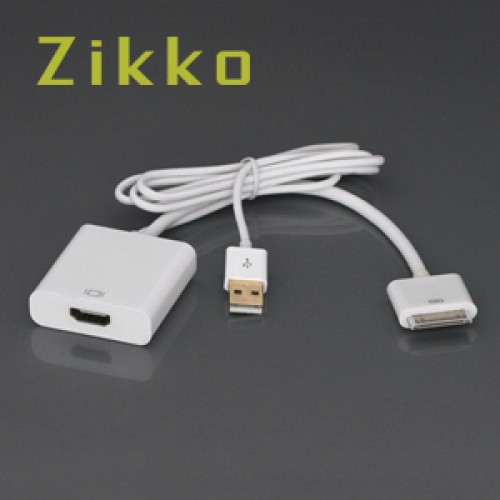 Zikko Gadget Accessories IPhone 4 Dock Conn HDMI Adapter + USB ZK-B202