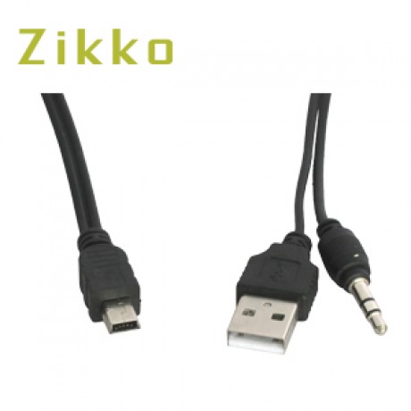 ZIKKO Mini USB to USB and 3.5mm Audio Adapter Cable ZK-B381